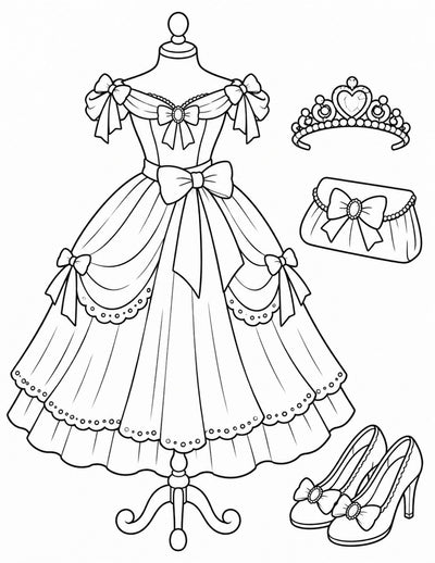 Beeplii Outfit Design Coloring Pack | 20 Printable Fashion Coloring Pages for Girls | Instant Download