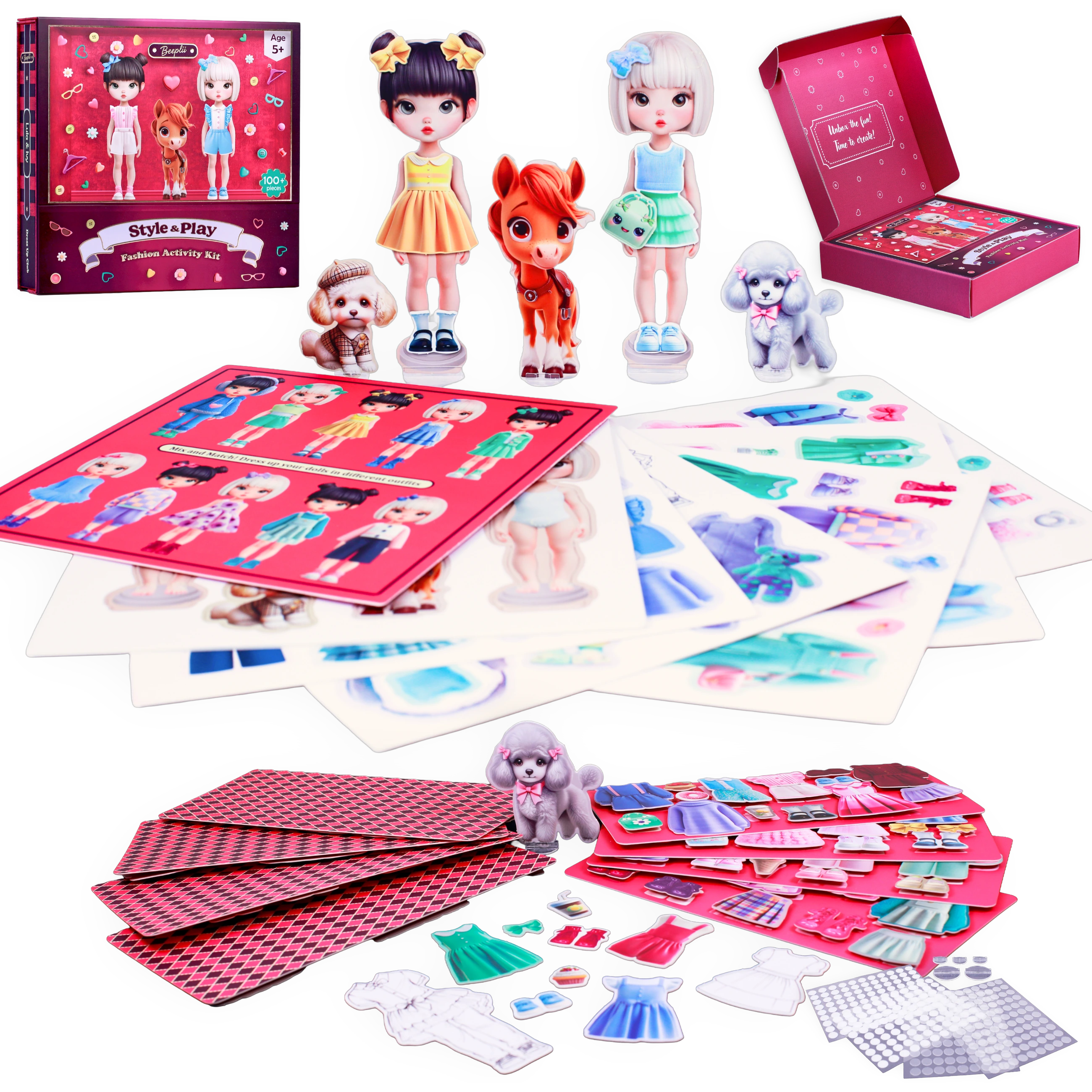 Style & Play Club: Screen-Free Fashion Activity Kit, Ages 5-9, 100+ Pieces view 5