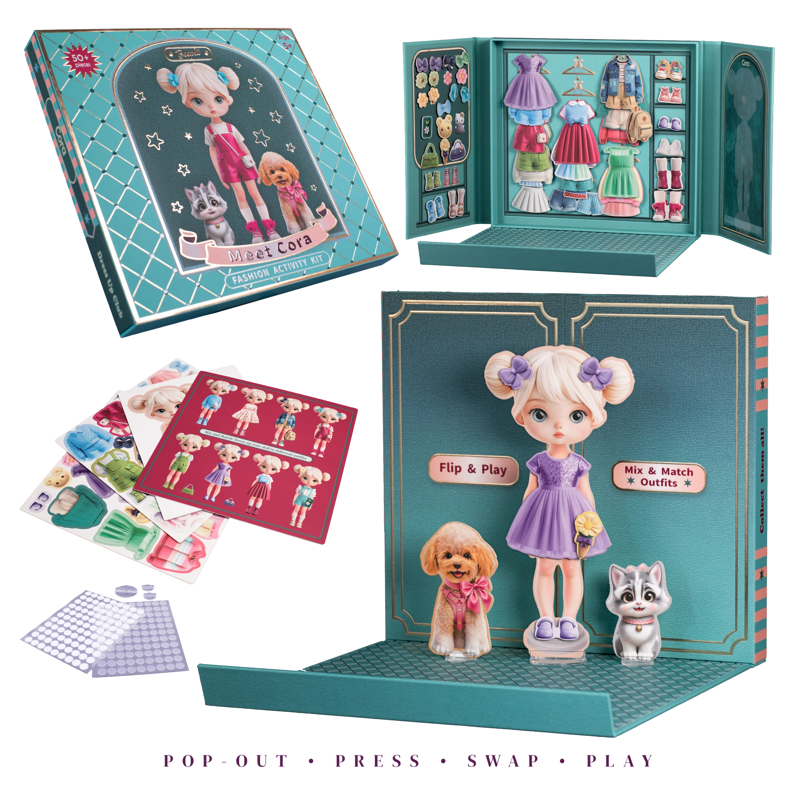 Meet Cora: Beeplii Fashion Activity Kit with 3D Showcase Studio, Ages 5-9 view 2