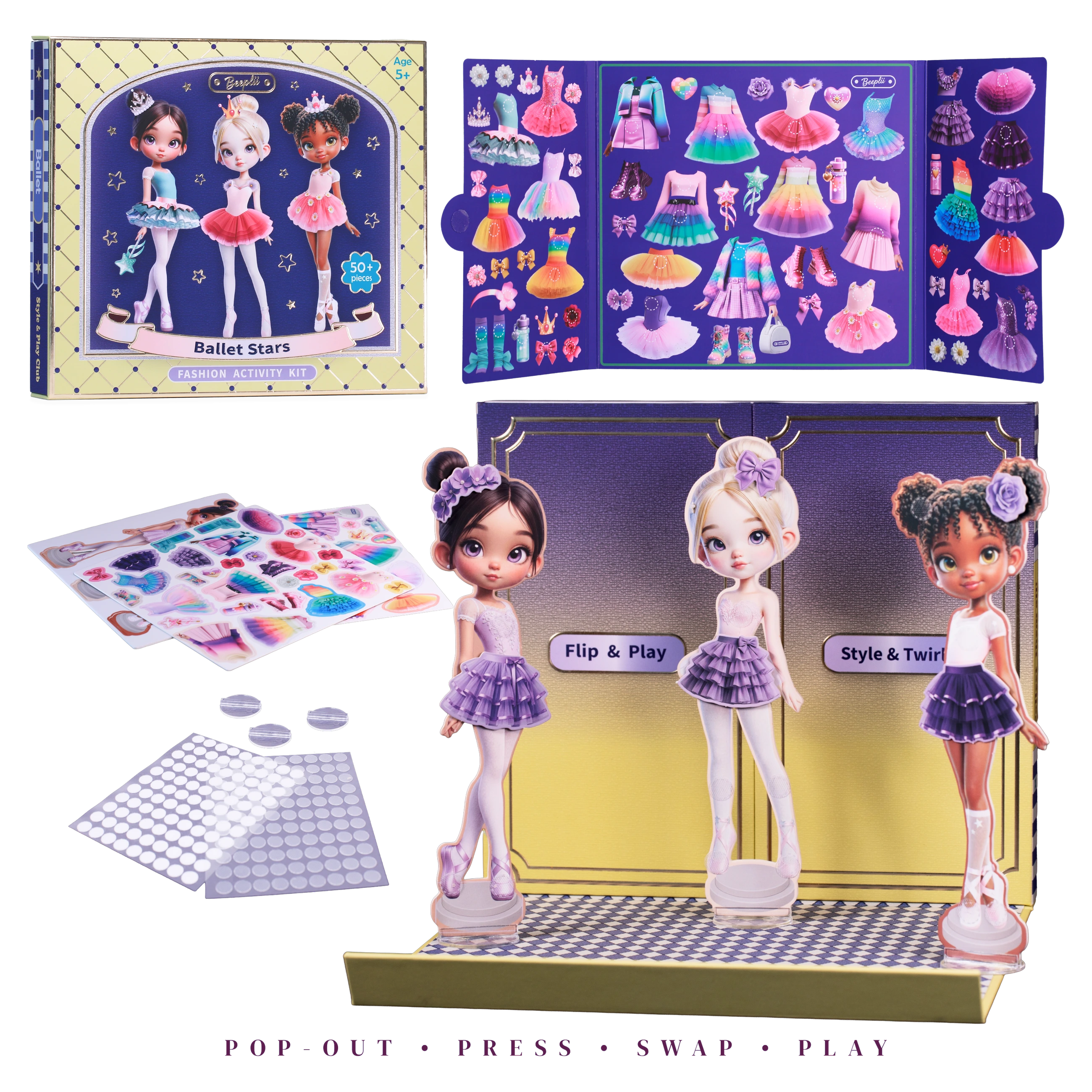 Ballet Stars: Beeplii Fashion Activity Kit with Fold-Out Stage, Ages 5-9 view 2